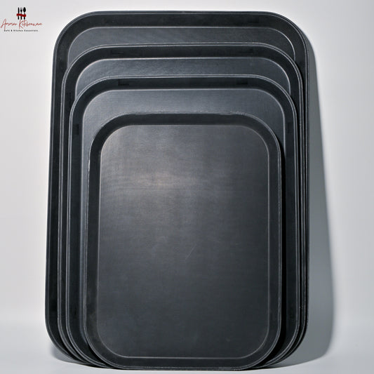 Black Rectangular Non Slip Plastic Serving Tray