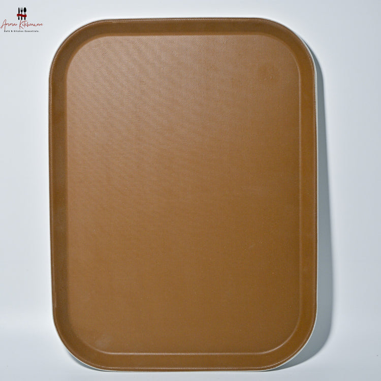 Brown Rectangular Non Slip Plastic Serving Tray