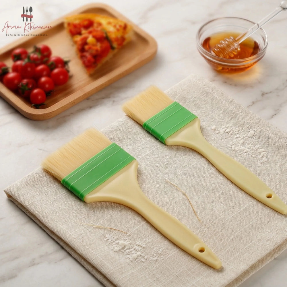 Professional pastry and basting brush with soft food grade bristles and green ferrule