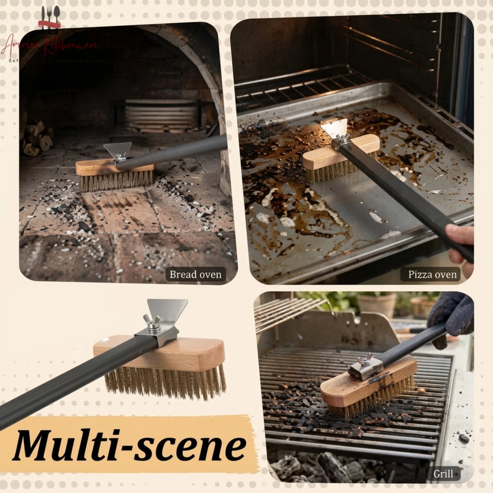 Pizza Oven Cleaning Brush with Scraper