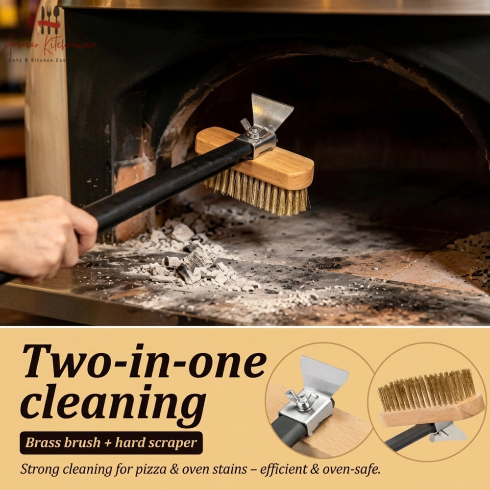 Commercial Pizza Oven Cleaning Brush with Scraper