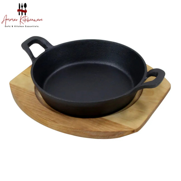 Cast Iron Sizzler with Wooden Base