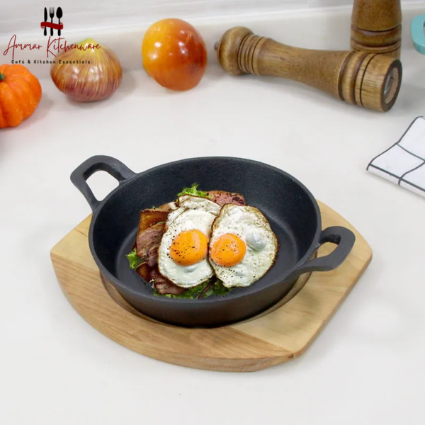 Cast Iron Sizzler with Wooden Base