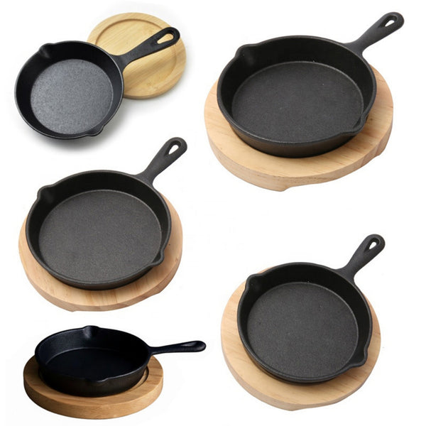 Cast Iron Frypan With Wooden Base