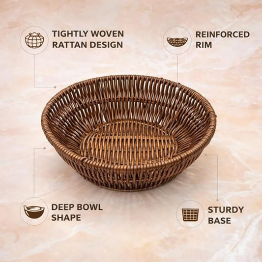 Round Woven Rattan Basket