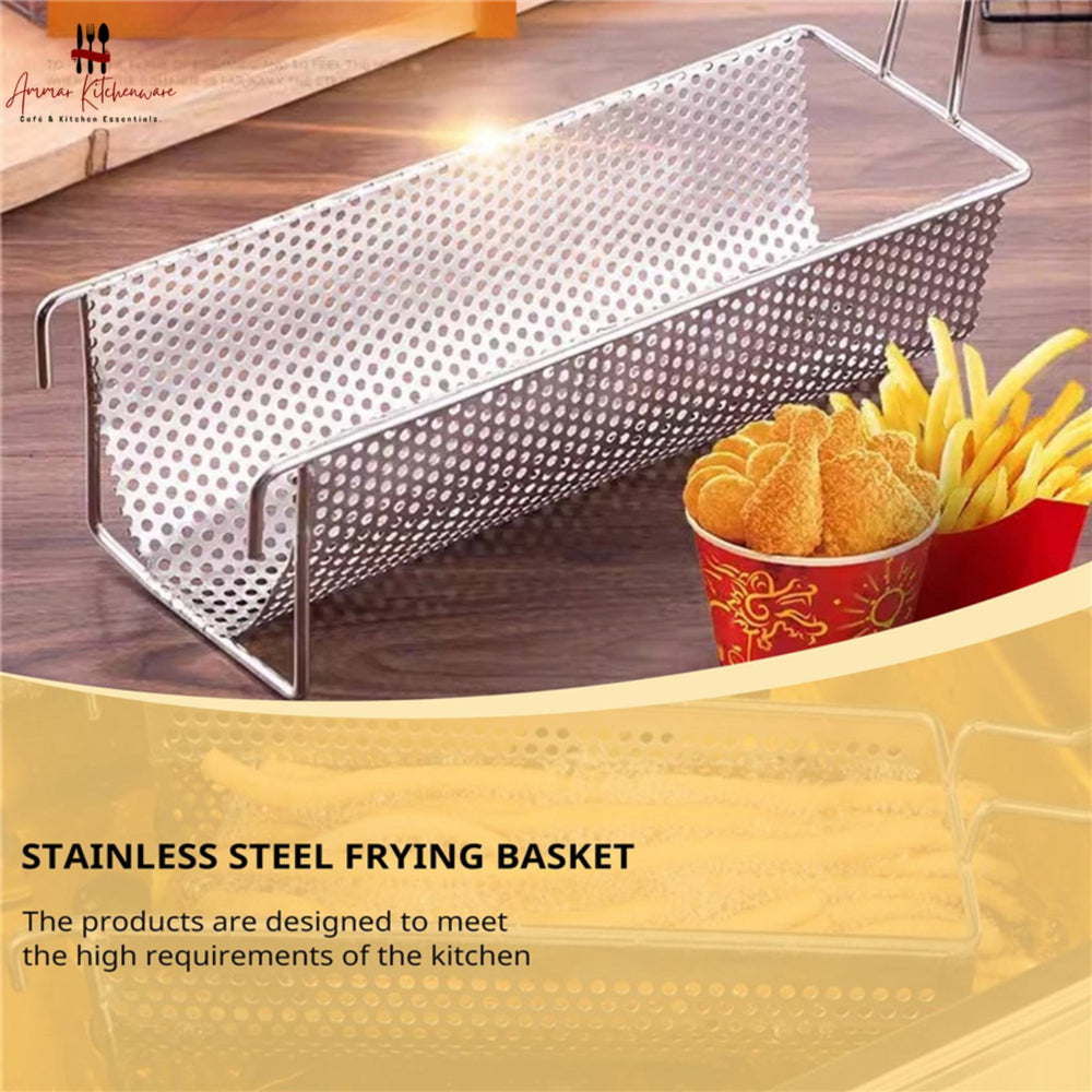 Perforated long fries basket