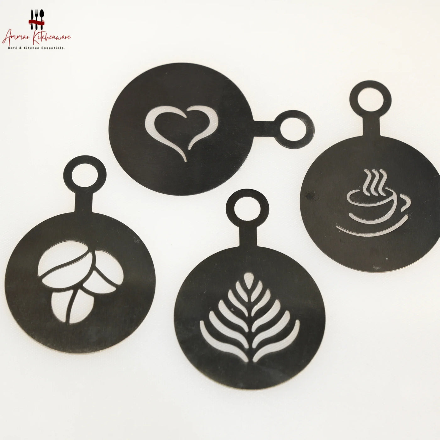 Stainless Steel Coffee Latte Art Stencils (Pack of 4)