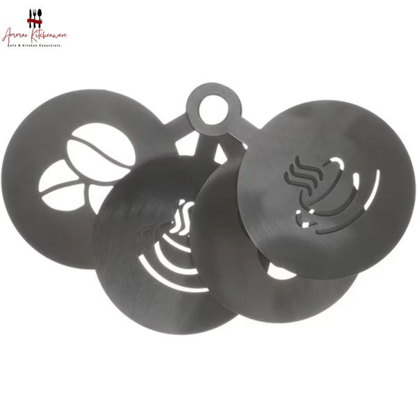 Stainless Steel Coffee Latte Art Stencils (Pack of 4)