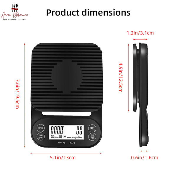 Rectangle Espresso Scale with Timer