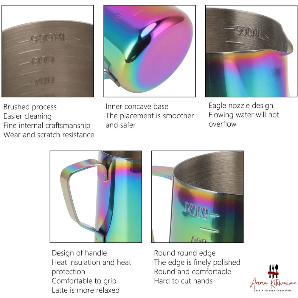 Rainbow Stainless Steel Milk Frothing Pitcher