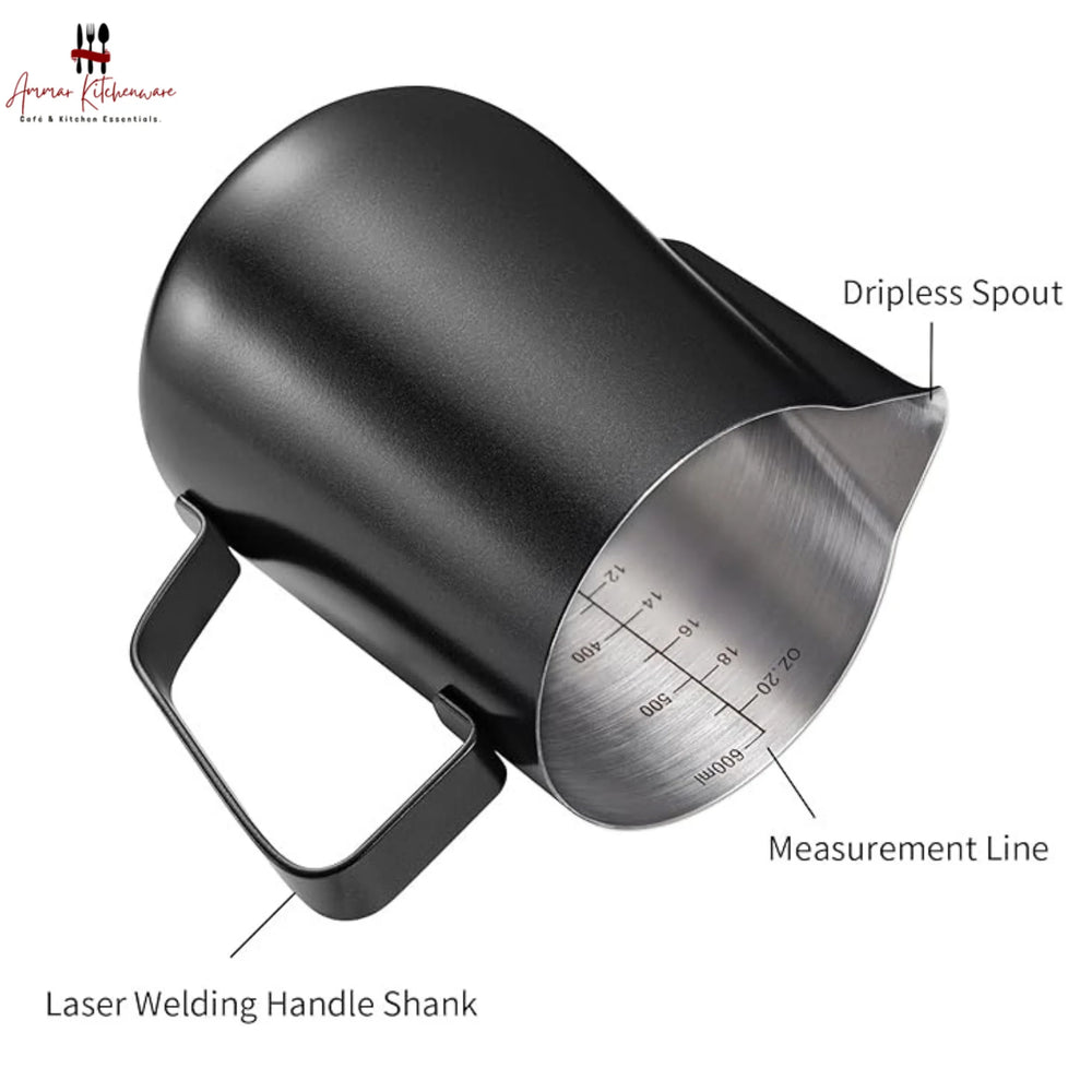 Matte Black Stainless Steel Milk Frothing Pitcher