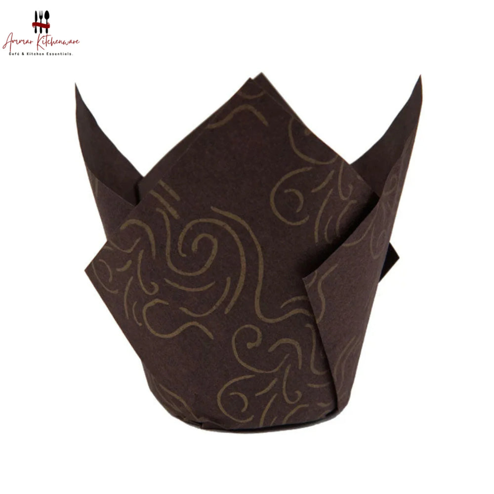Brown Tulip Cupcake Liners | pack of 100pcs