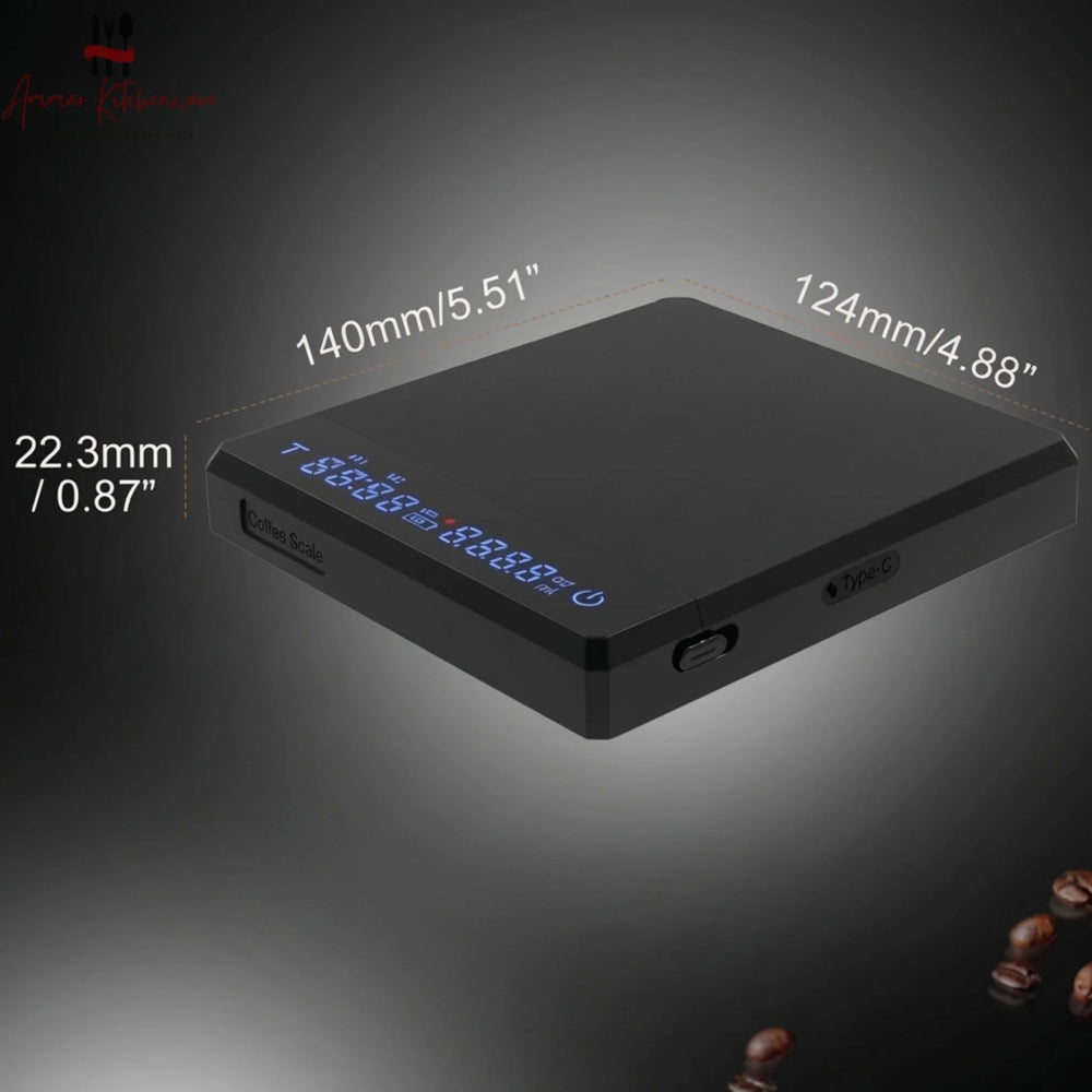Rechargeable Espresso and Pour Over Coffee Scale with Timer