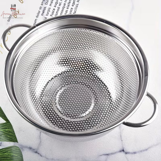 Stainless Steel Fine Perforated Rice Strainer Colander