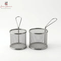 Stainless Steel Round Fry Serving Basket with Handle