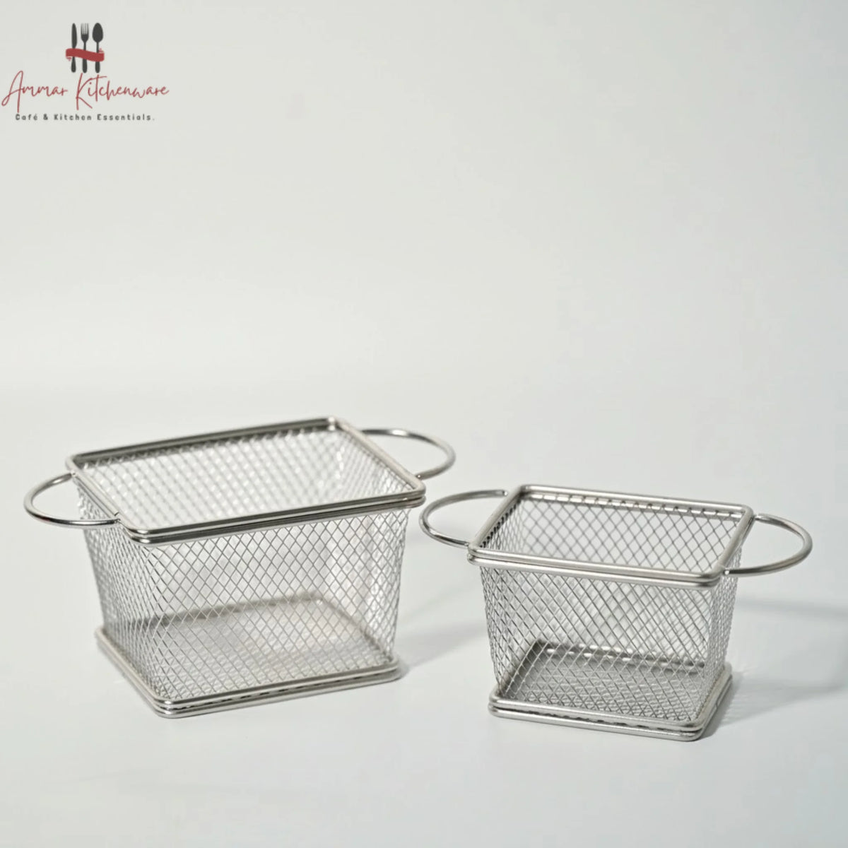 Dual Handle Stainless Steel Fry Serving Basket