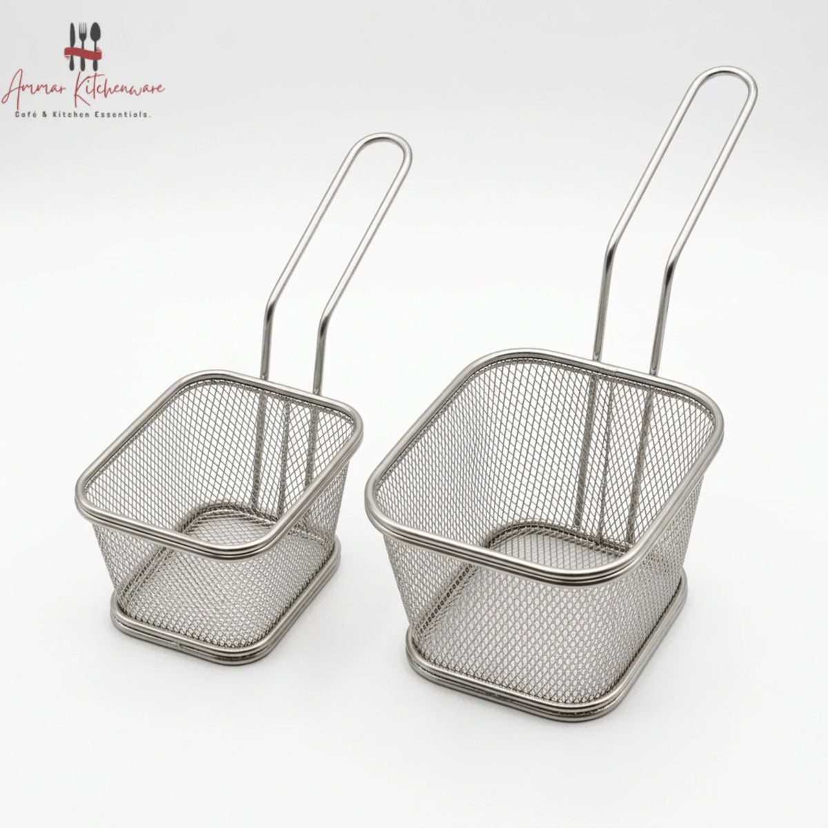 Stainless Steel Fry Serving Basket with Handle