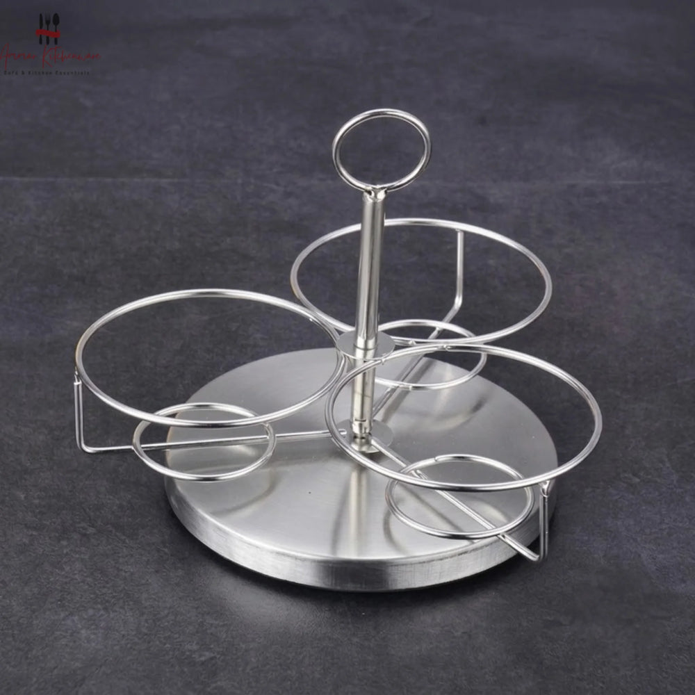 Stainless Steel Revolving Soup Seasoning Cruet Set with Stand