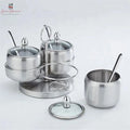 Stainless Steel Revolving Soup Seasoning Cruet Set with Stand