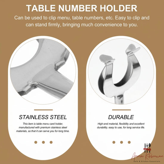 U Shaped Stainless Steel Table Number and Card Holder