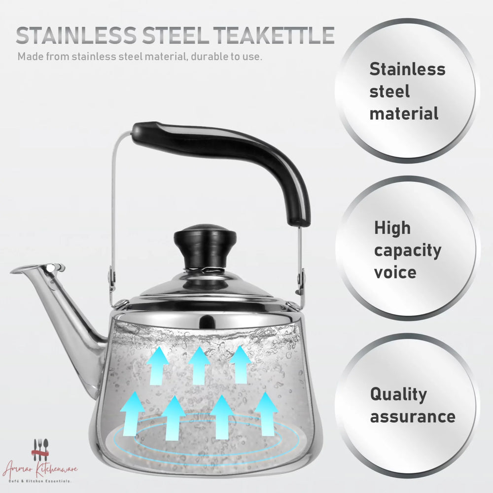 Premium Stainless Steel Whistling Tea Kettle - 1L to 6L