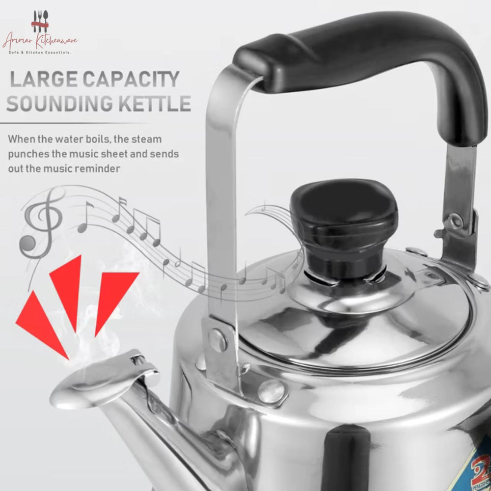 Premium Stainless Steel Whistling Tea Kettle - 1L to 6L