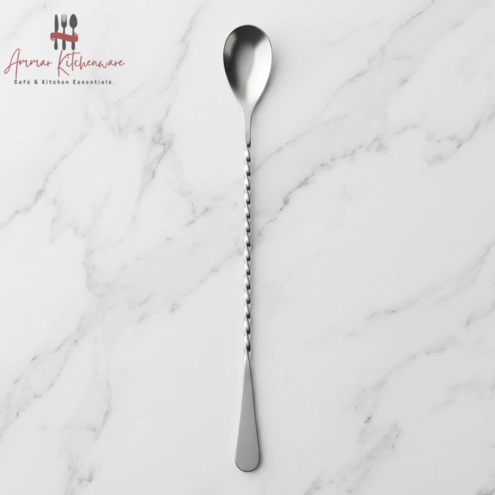 Twisted bar spoon for cocktail mixing
