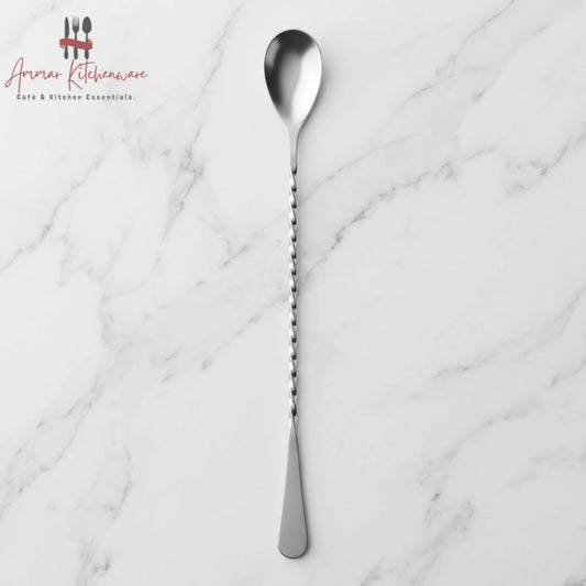 Twisted bar spoon for cocktail mixing