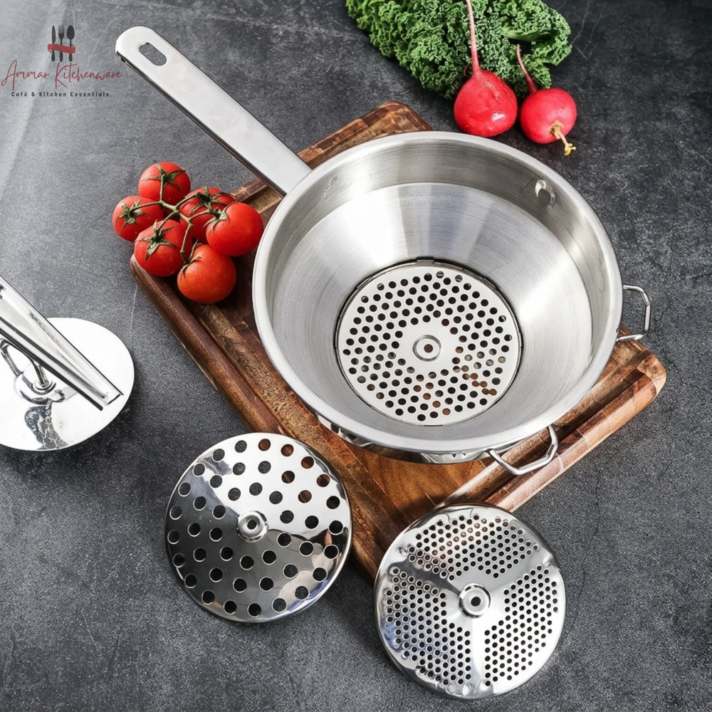 Stainless Steel Rotary Food Mill with 3 Interchangeable Discs