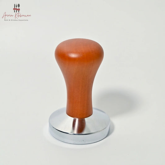 Premium wooden handle espresso coffee tamper with flat stainless steel base