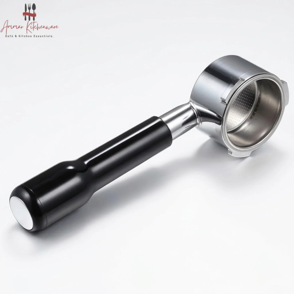 Espresso Bottomless Portafilter with Black Handle