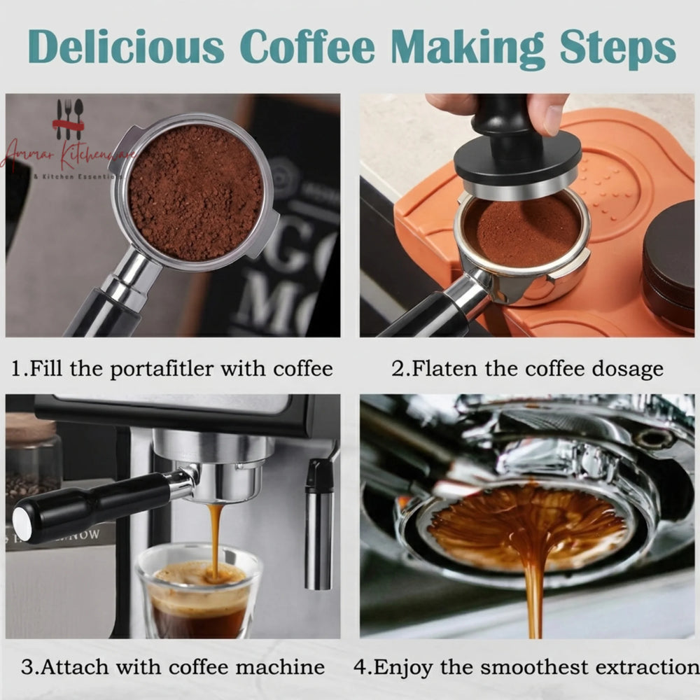Espresso Bottomless Portafilter with Black Handle