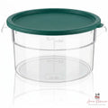 Round Food Storage Container with Green Airtight Lid - NSF Certified