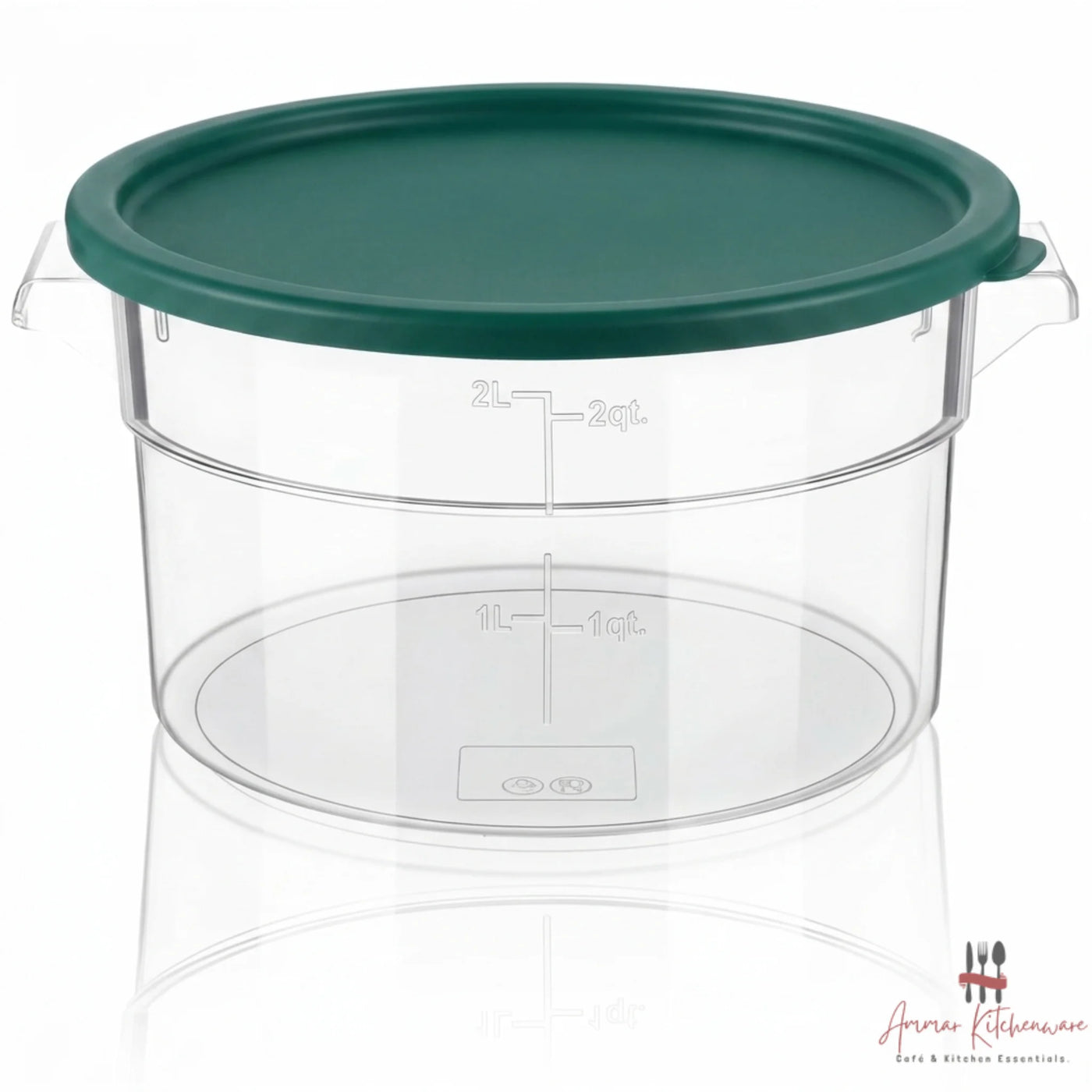 Round Food Storage Container with Green Airtight Lid - NSF Certified