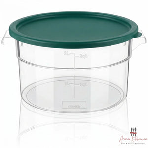 Round Food Storage Container with Green Airtight Lid - NSF Certified