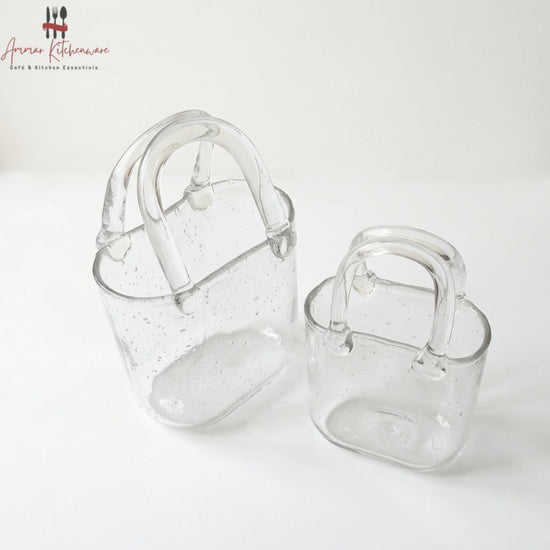 Handbag Shaped Glass Cup for Iced Coffee and Juice