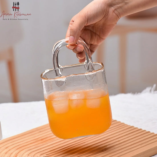 Handbag Shaped Glass Cup for Iced Coffee and Juice