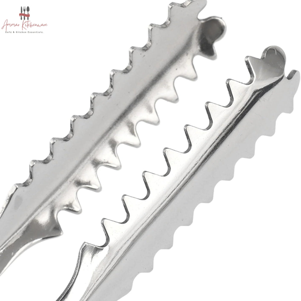 Stainless Steel Ice Tongs with Non Slip Black Handle