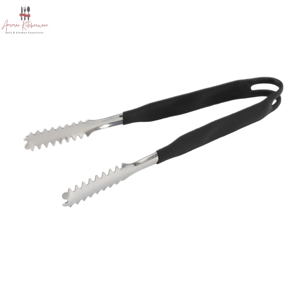 Stainless Steel Ice Tongs with Non Slip Black Handle