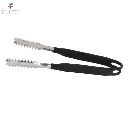 Stainless Steel Ice Tongs with Non Slip Black Handle