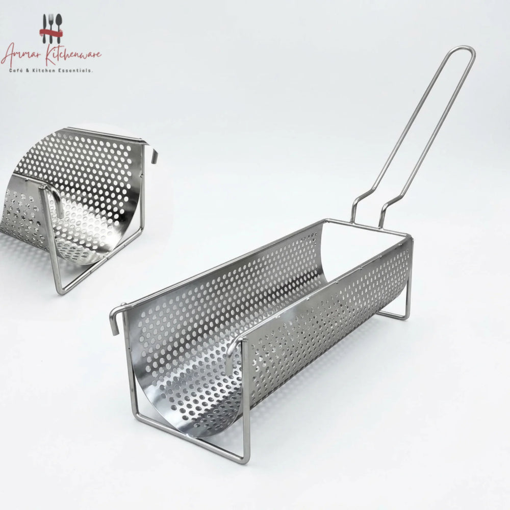 Perforated long fries basket