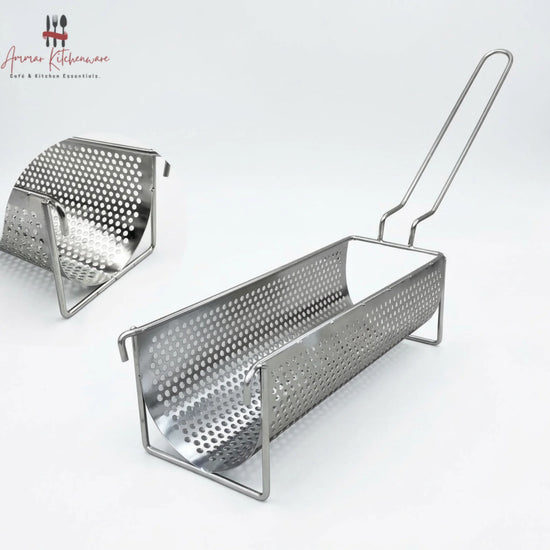 Perforated long fries basket