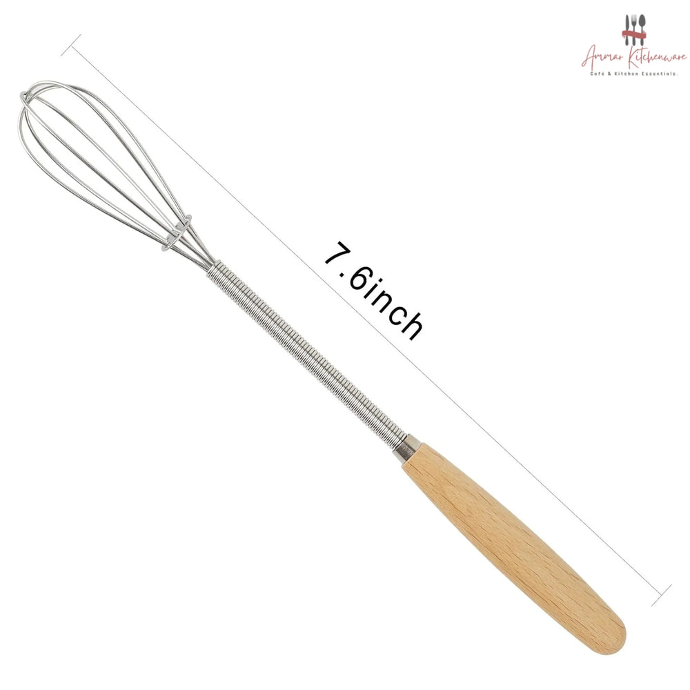 Mini Stainless Steel Spring Whisk with Wooden Handle