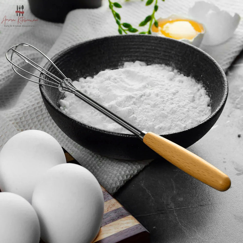 Mini Stainless Steel Spring Whisk with Wooden Handle