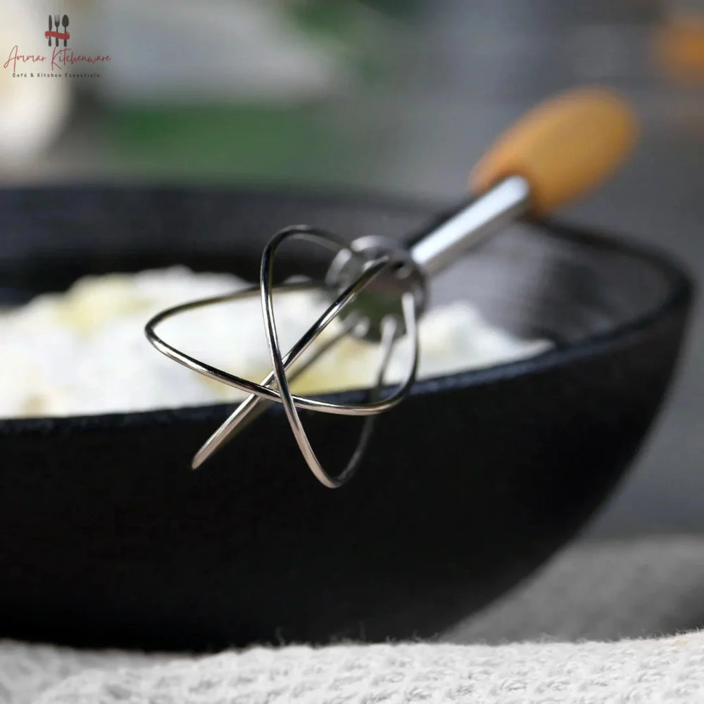 Mini Stainless Steel Spring Whisk with Wooden Handle