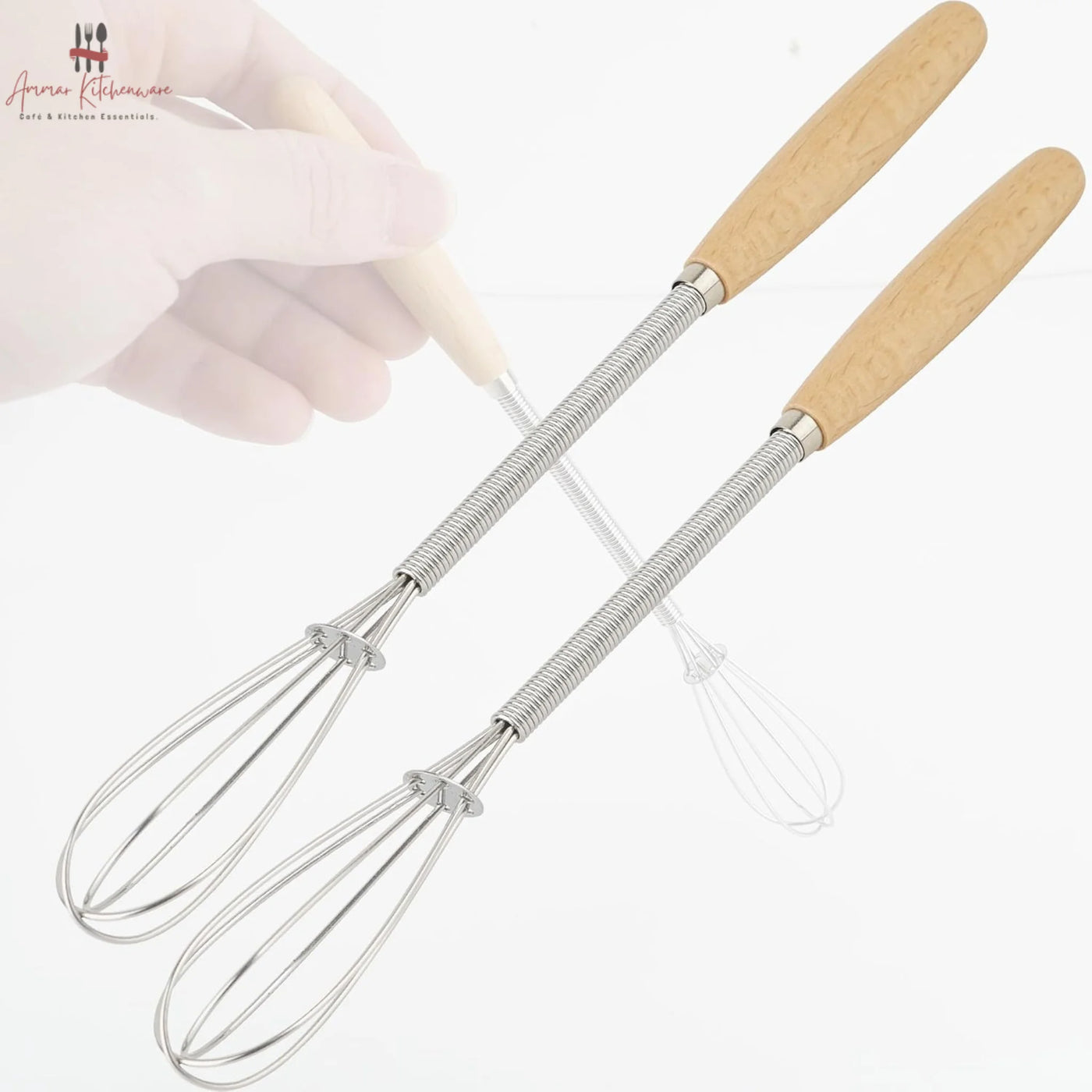 Mini Stainless Steel Spring Whisk with Wooden Handle