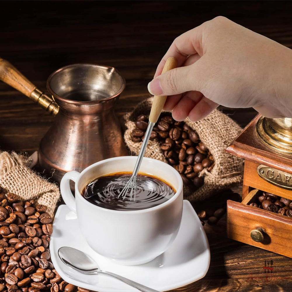 Mini Stainless Steel Spring Whisk with Wooden Handle