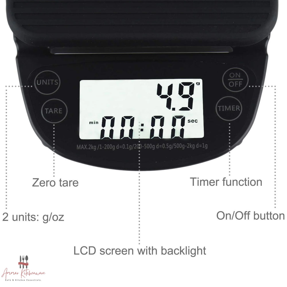 Barista Coffee Scale with Timer (2kg Capacity)