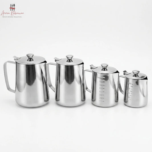 Stainless Steel Milk Frothing Pitcher with Lid