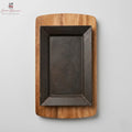 Rectangular Cast Iron Sizzler Pan with Wooden Base